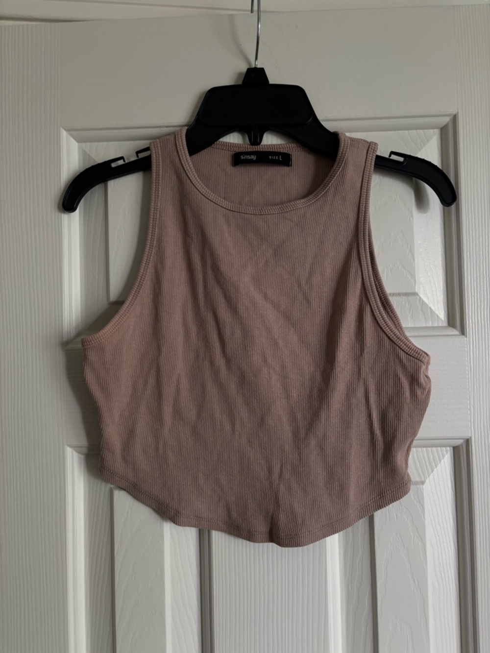 Ribbed Crop Tank Top - Mauve Taupe